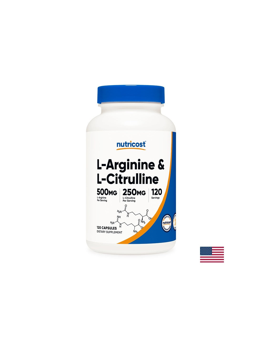 Тонус и енергия - L-Arginine + L-Citrulline (Л-Аргинин + Л-Цитрулин), 550 mg + 250 mg/120 капсули <tc>Nutricost</tc>