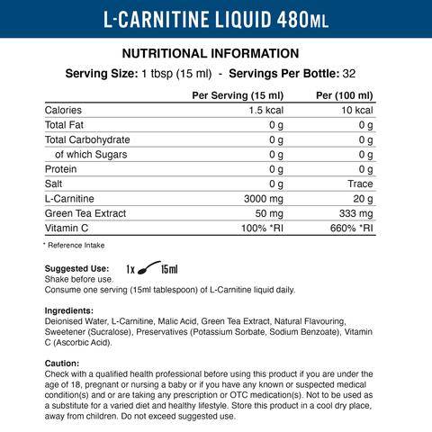 L -карнитин течност 3000 със зелен чай - 480 ml