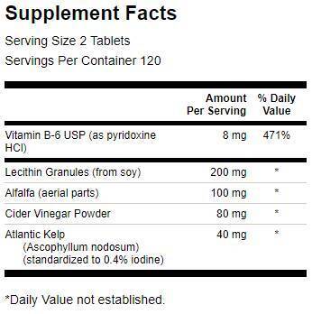 Lecithin, Kelp, B -6 и Cider Vinegar 428 mg - 240 таблетки