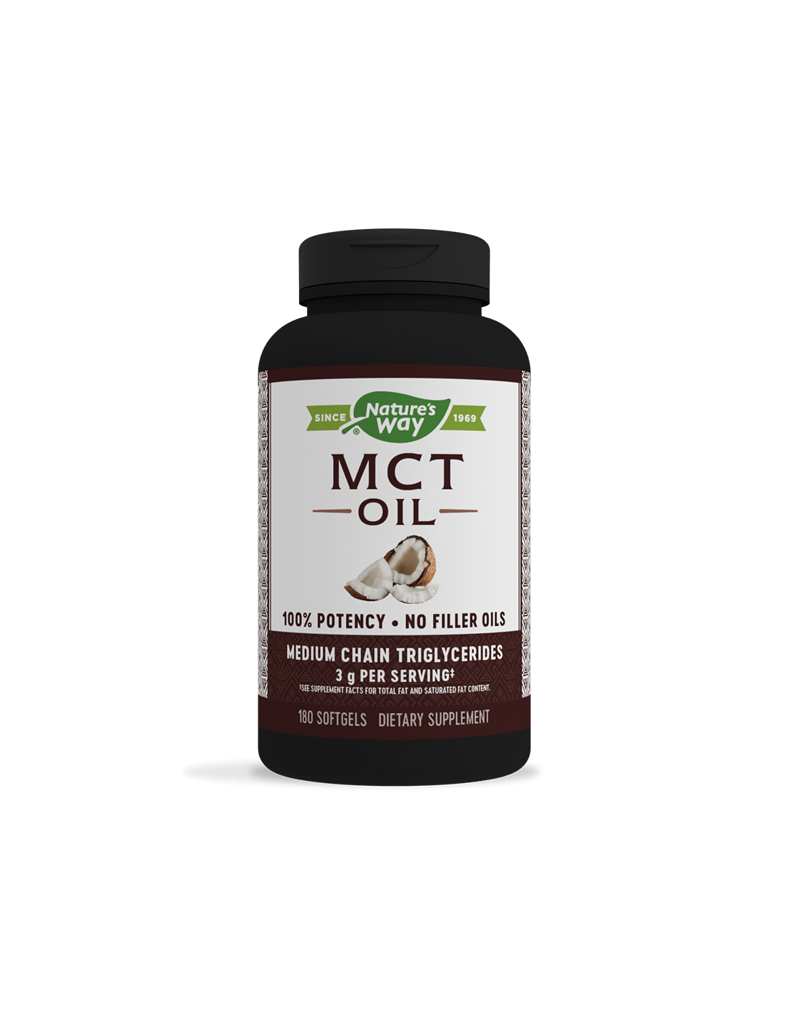 MCT масло / средна верига триглицериди от кокосово масло x 180 Softgels Nature's Way