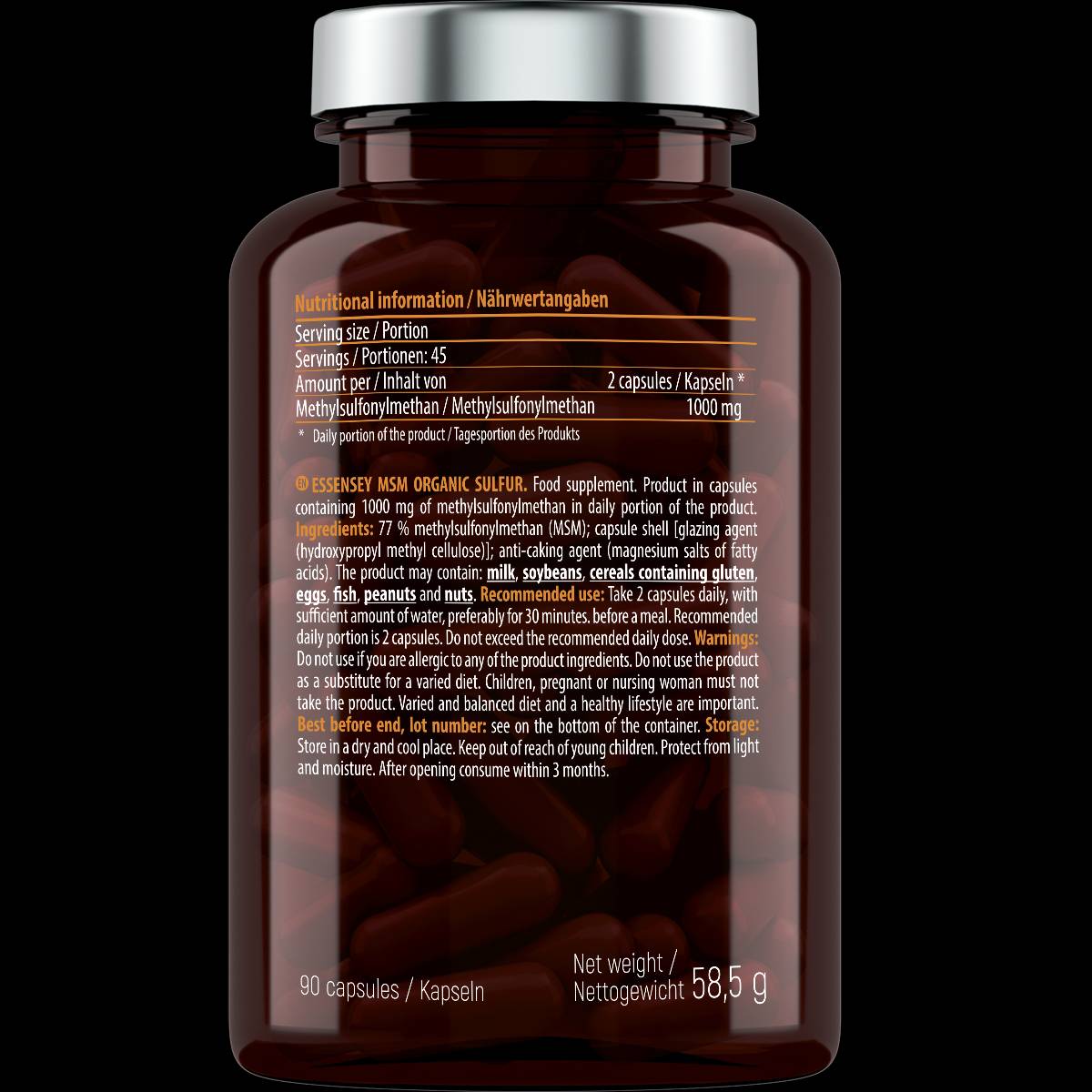 MSM органична сяра 500 mg - 90 капсули