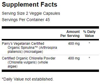 Изработени с органична спирулина и хлорела 400 mg 90 капсули