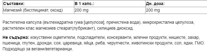 Magnesium Bisglycinate Pure/ Магнезий (бисглицинат) 200 mg x 120 капсули <tc>Natural Factors</tc>