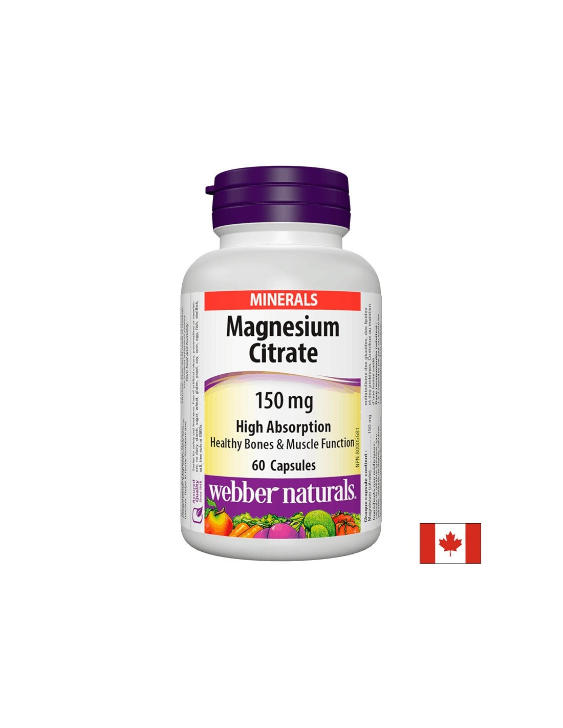 Магнезиев цитрат / С висока абсорбция / 150 mg, 60 капсули <tc>Webber Naturals</tc>