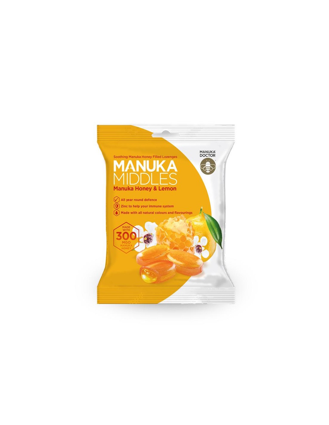 Вкусни таблетки с мед Manuka, цинк и лимон - Manuka Middles Honey & Lemon Mgo 300