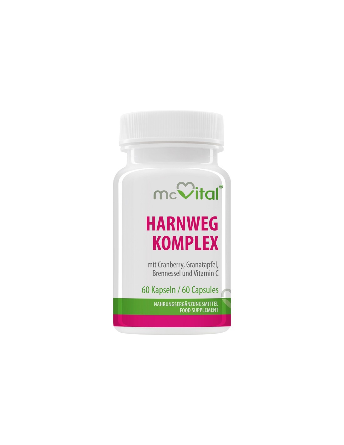 McVital® HarnWeg Komplex - Комплекс за пикочните пътища с червена боровинка, нар, коприва и витамин С, 60 капсули <tc>Vitabay</tc>