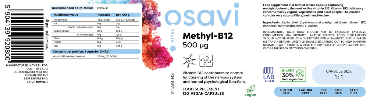 Метил -B12 500 mcg - 120 капсули