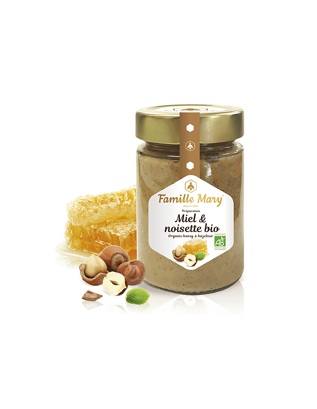 Органичен оцветен мед с лешници - Miele et noisette Bio, 240 g