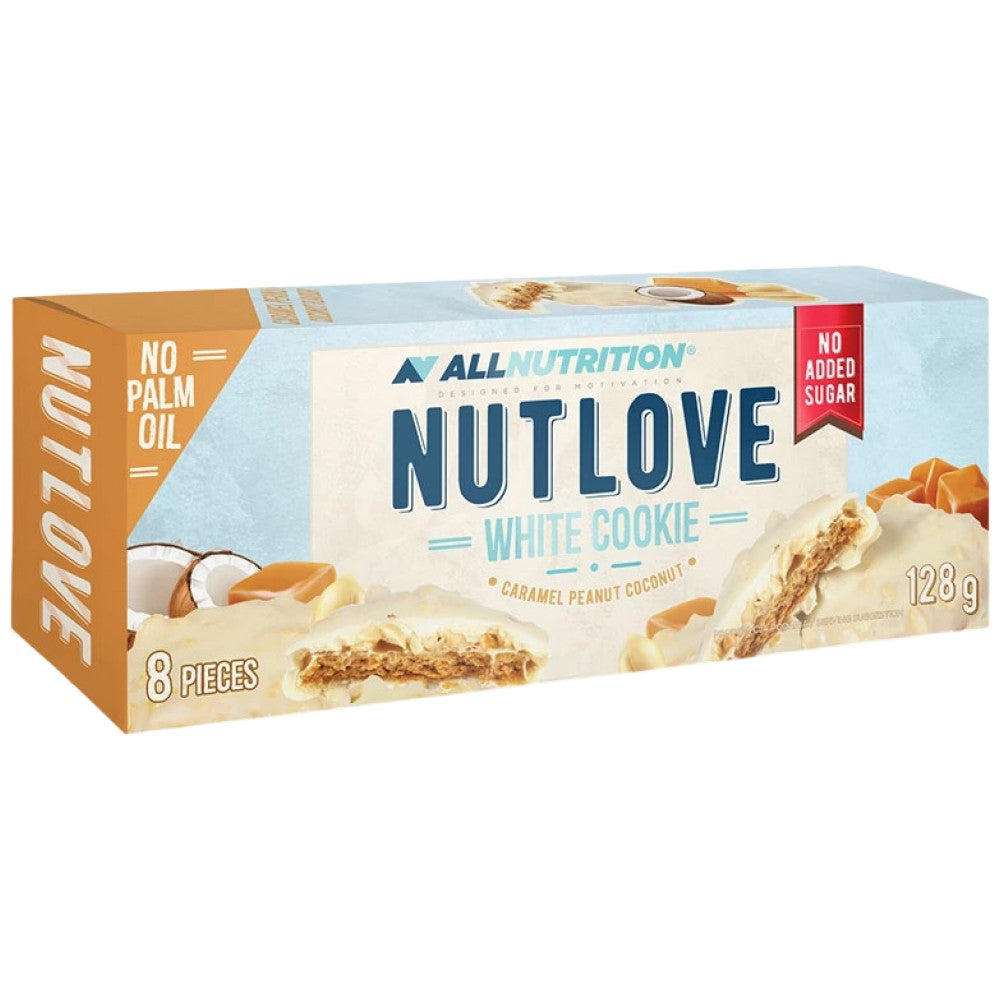 Бяла бисквитка на Nutlove | Карамел, фъстъци и кокосови орехи - 128 грама