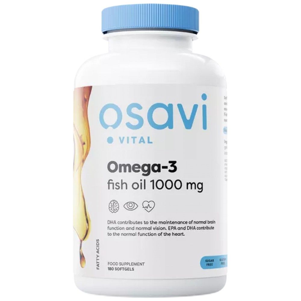 Омега 3 рибено масло 1000 mg | Молекулярно дестилирани - 180 гел капсули