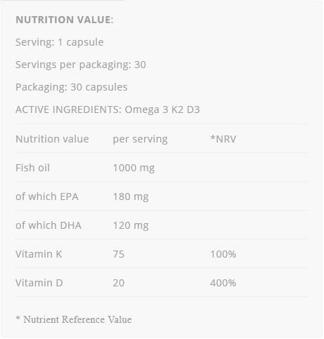 Omega 3 + K2 D3 - 30 гел капсули