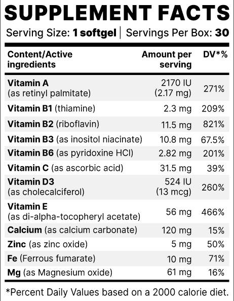 Optivit BP | Основни витамини и минерали - 30 гел капсули