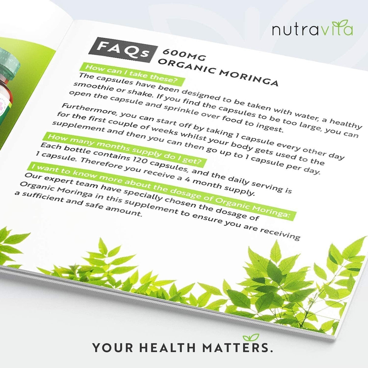 Organic Moringa - Bio Moringa 600 mg 120 вегански капсули