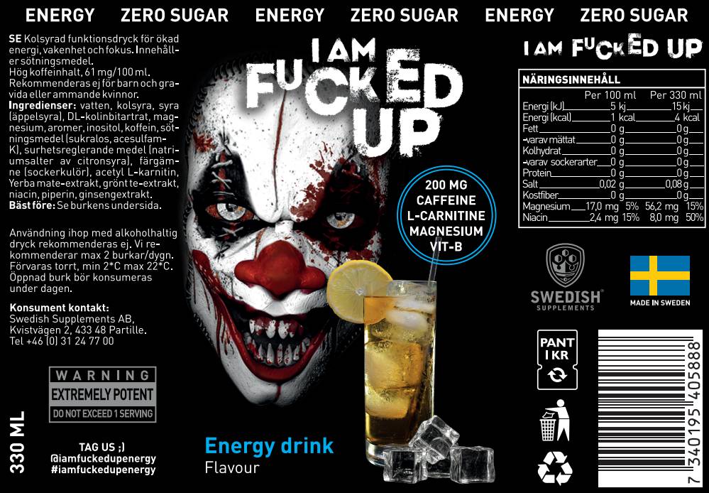 Аз съм f#cked up joker | Енергийна напитка ~ нула захар - 330 ml
