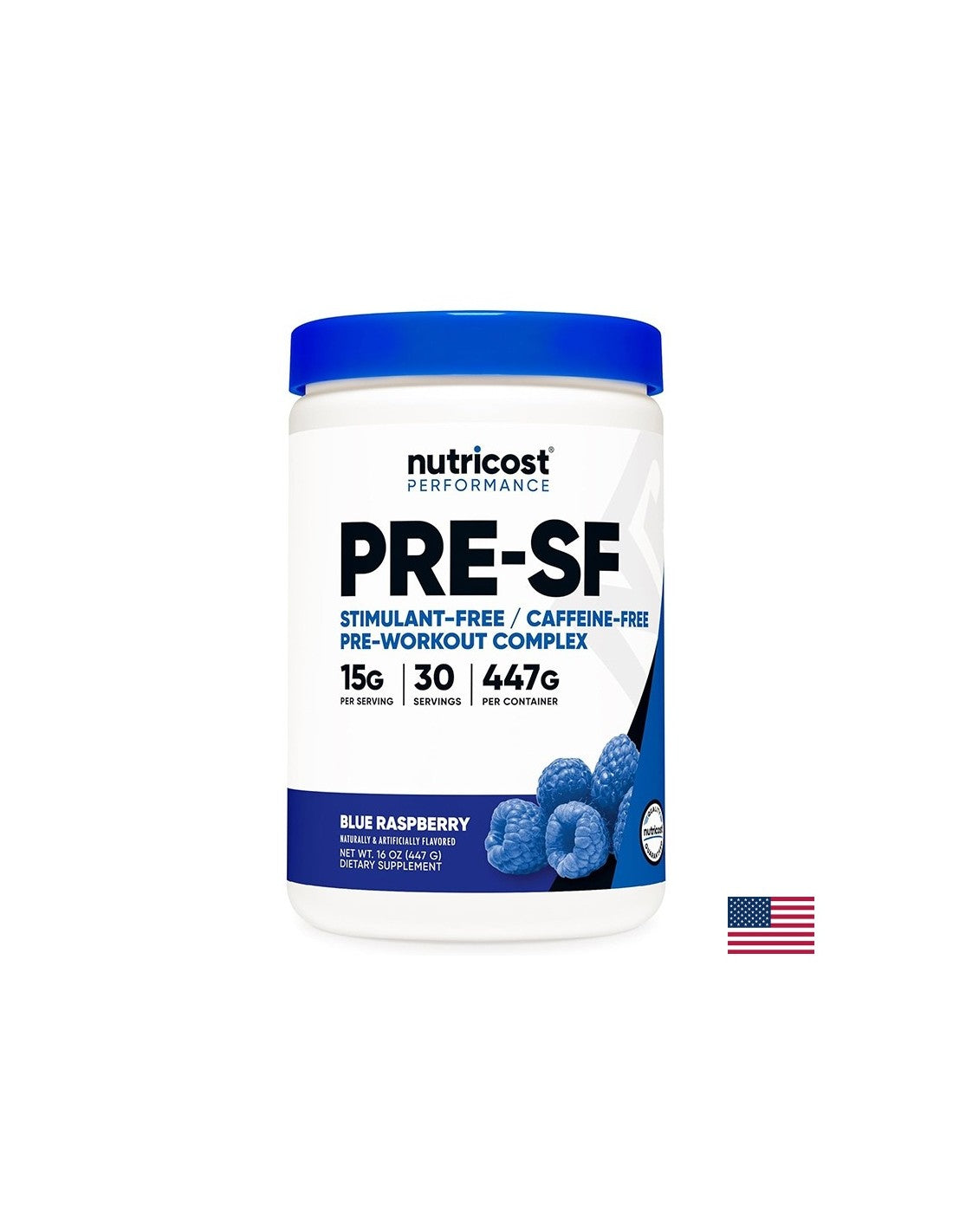 Pre-SF Pre-Workout Complex, 447 g прах, синя малинова аромат, 30 дози