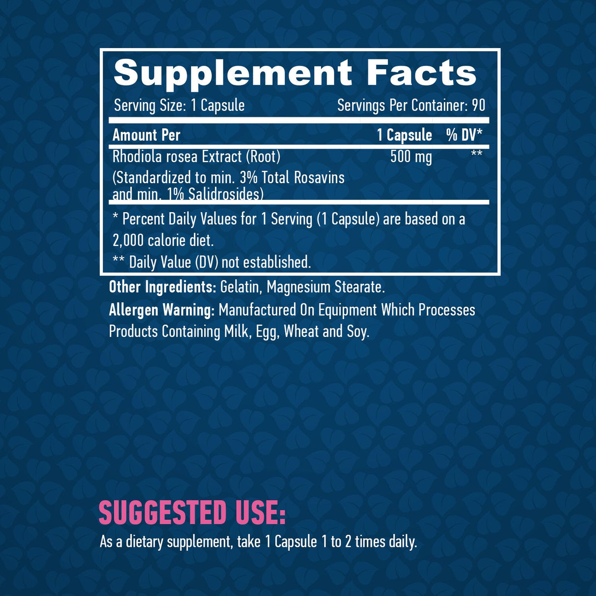 Екстракт от Rhodiola Rosea 500mg / 90 капачки.
