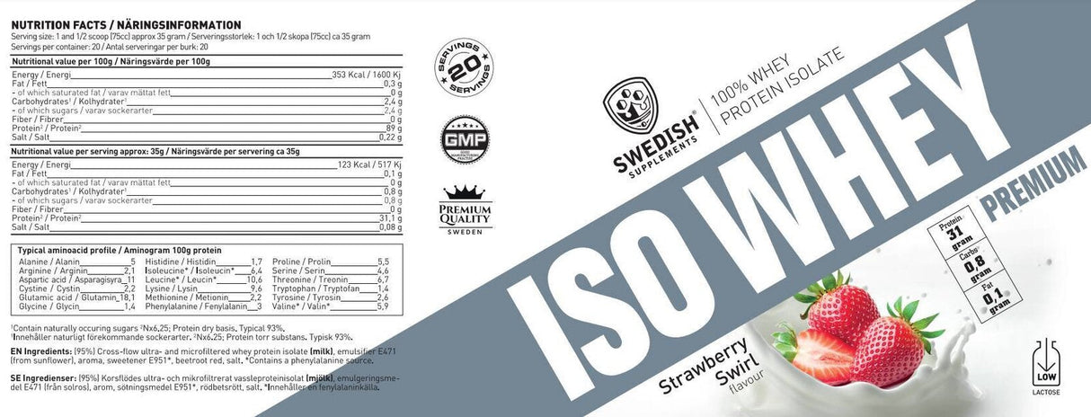 <tc>Swedish Supplements</tc> ISO суроватъчен/премиум изолат протеин [700 грама, 20 дози]