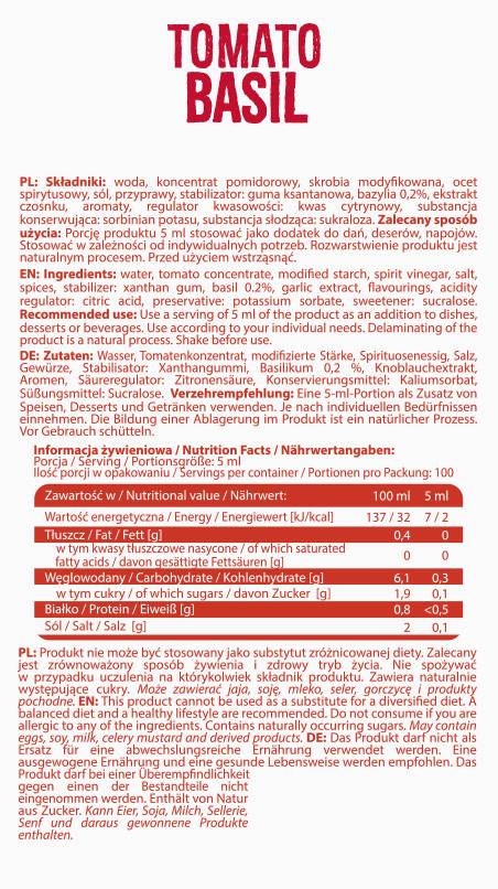 Нулев калоричен сос | Доматен босилек - 500 ml