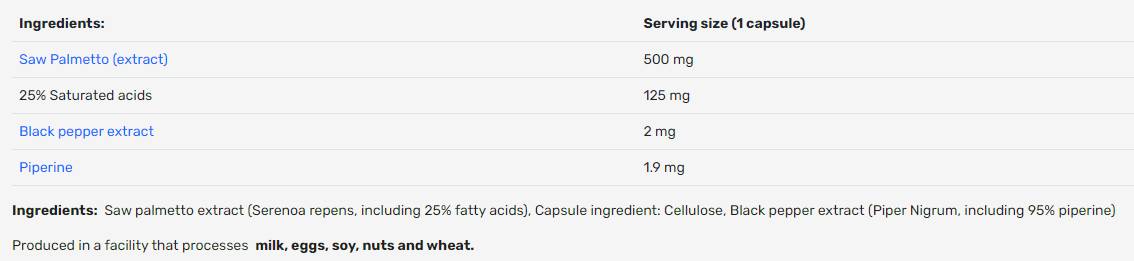 Saw Palmetto 500mg | с 25% сапонини - 100 капсули