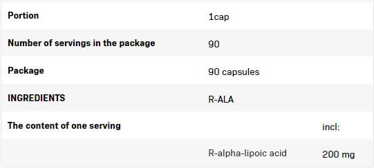 R-ala | R -алфа липоева киселина 200 mg - 90 капсули