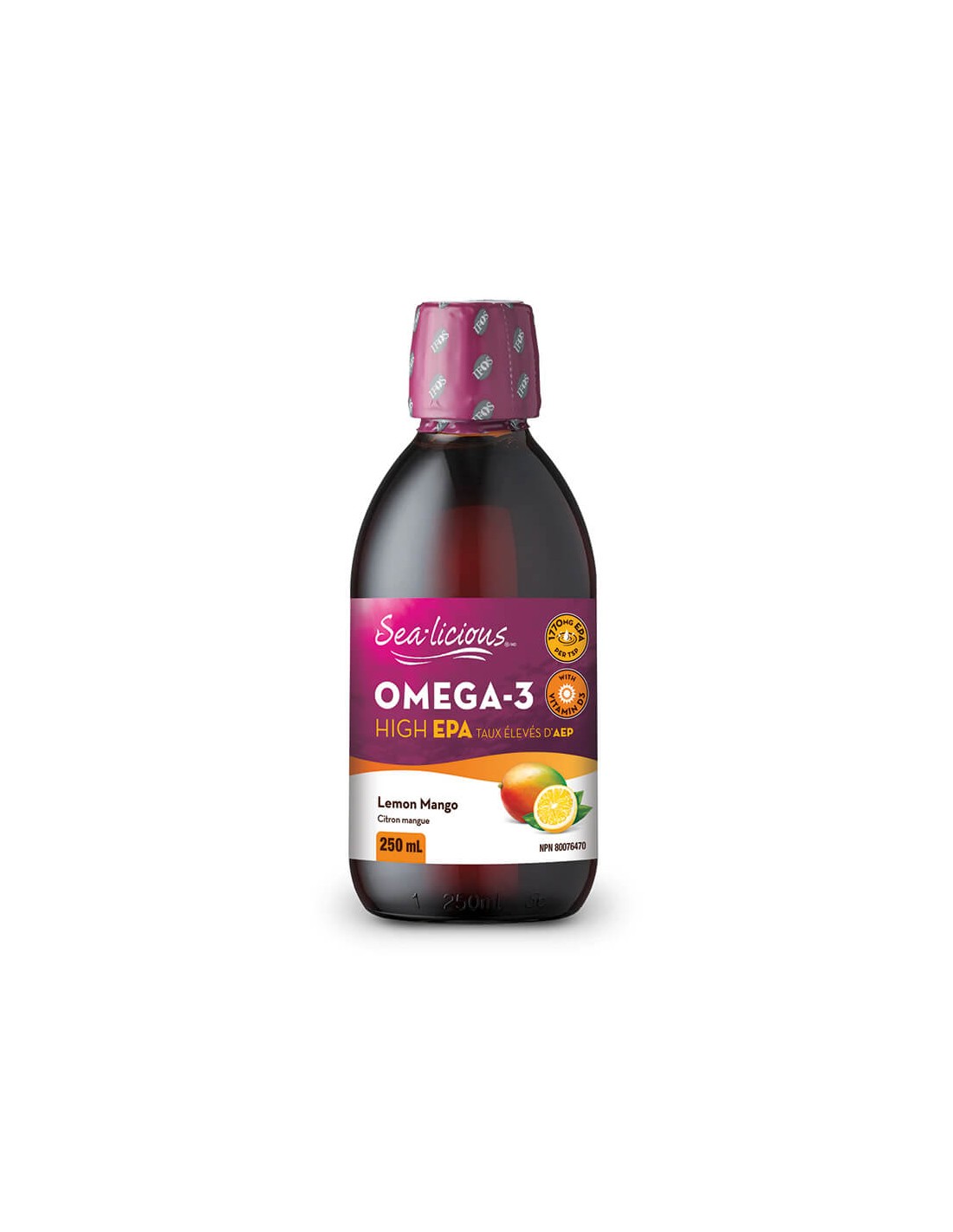 Sea-Licious® Omega-3 High EPA + Vitamin D3 / Omega-3 (високо съдържание на EPA) + витамин D3, 250 ml <tc>Natural Factors</tc>