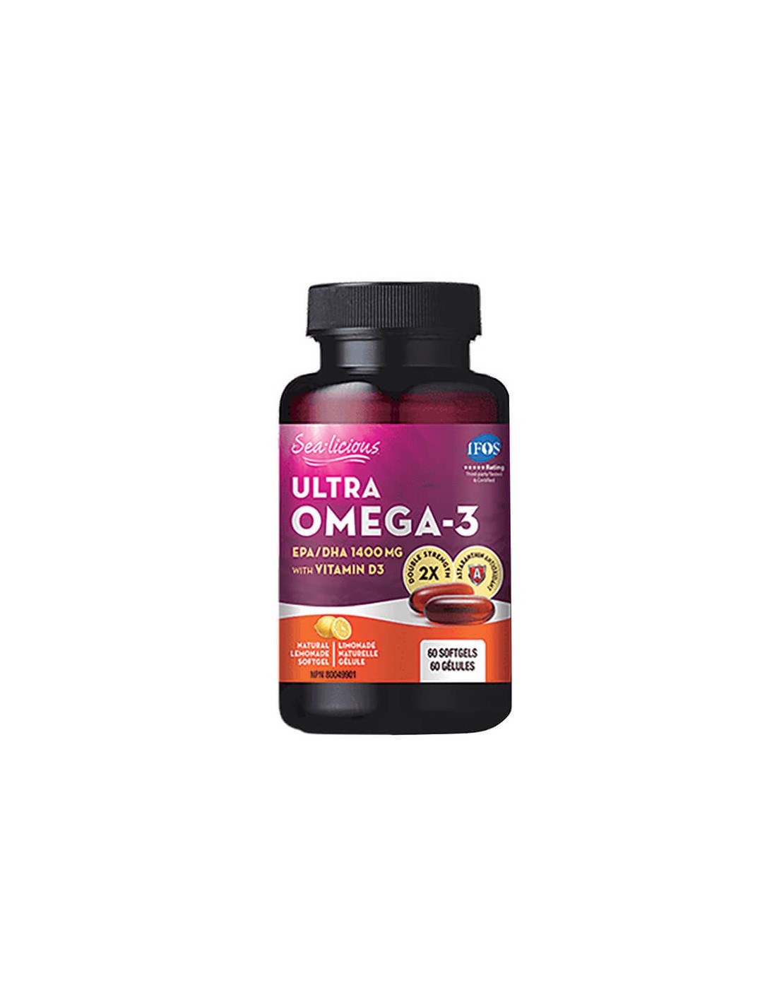 Sea-Licious® Ultra Omega-3 with Vitamin D3 - Омега-3 + витамин D3, 60 софтгел капсули <tc>Natural Factors</tc>
