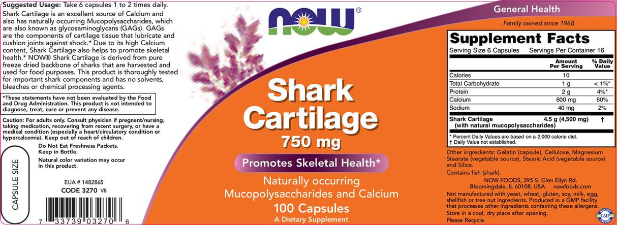 Акула хрущял 750 mg - 100 капсули