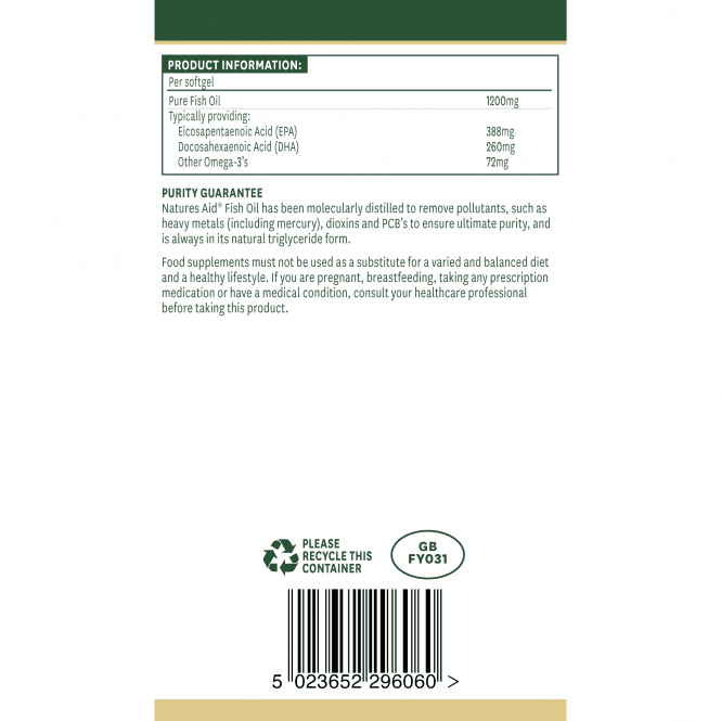Концентрирано рибено масло (супер здрави рибено масло) 1200mg 60 меки капсули Naturesaid