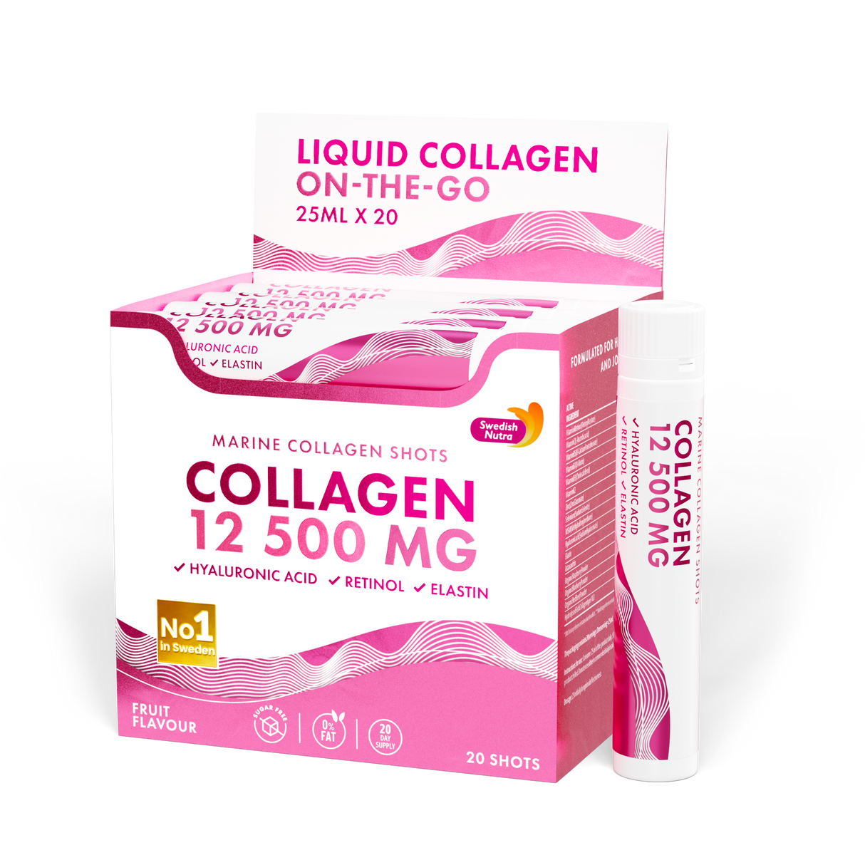 Рибен колаген 12 500 mg с ретинол, еластин и хиалуронова киселина - 20 x 25 ml