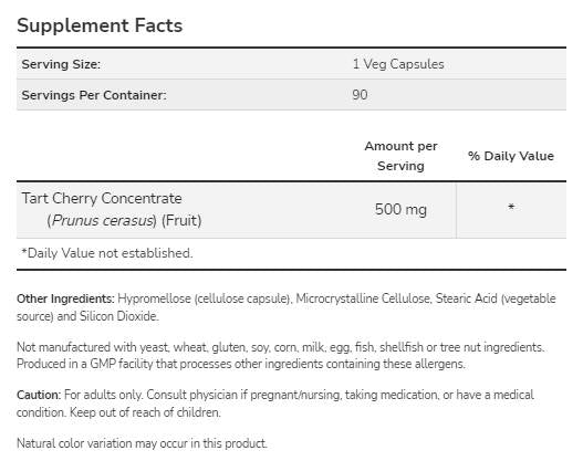 Тръпчив череша 500 mg - 90 капсули