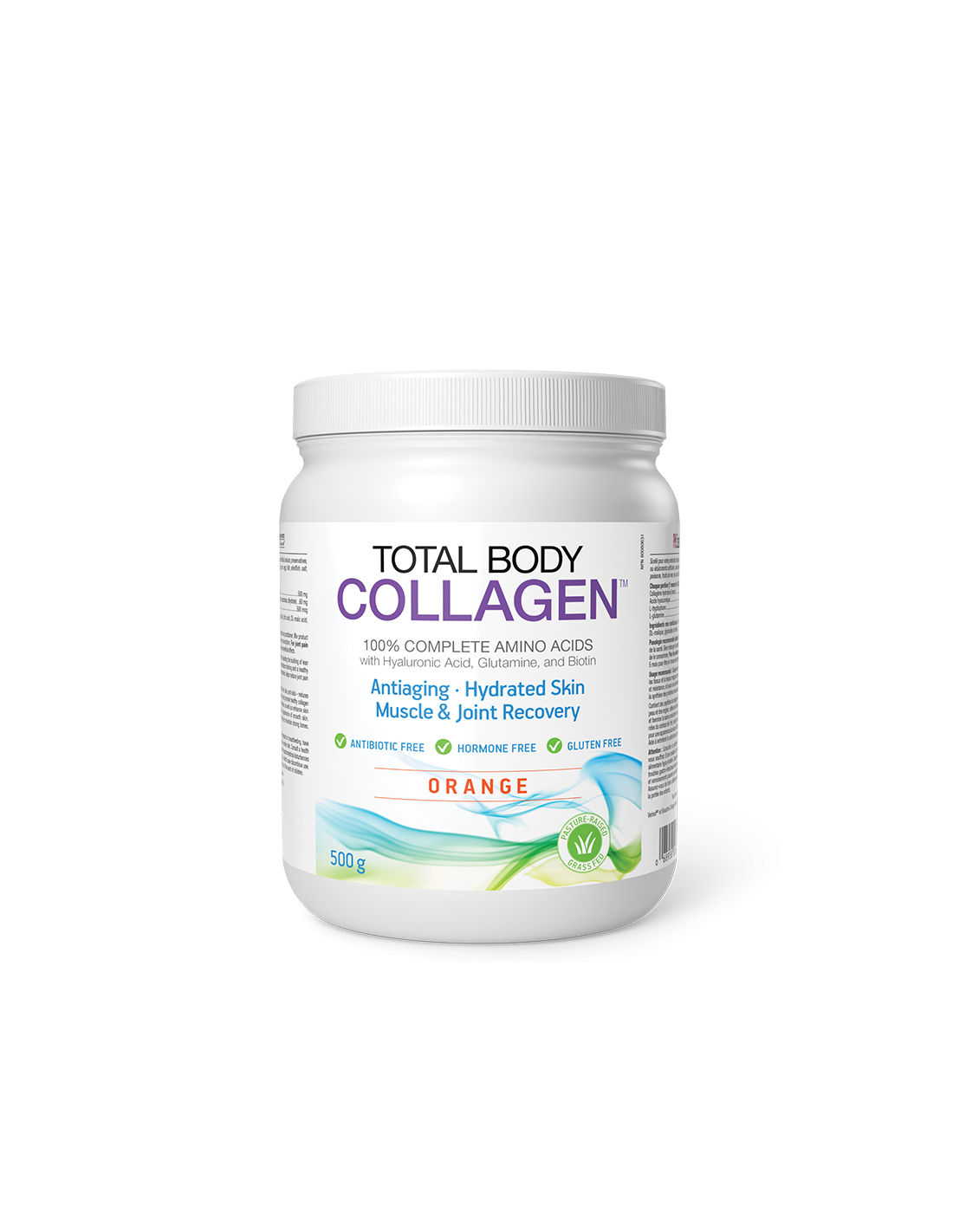 Хидролизиран телешки колаген с хиалуронова киселина, глутамин и биотин - Total Body Collagen, 500 g на прах, вкус на портокал <tc>Natural Factors</tc>