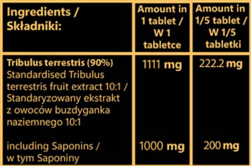 Tribulus 1000 mg | Екстракт от плодове с 90% сапонини - 100 таблетки