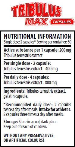 Tribulus max капачки 200 mg 120 капсули