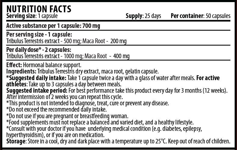 Tribulus с мака 1400 mg - 50 капсули