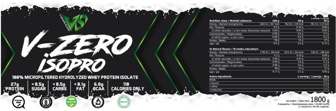 V-Zero ISO Pro | Суроватъчен протеин изолат - 1800 грама