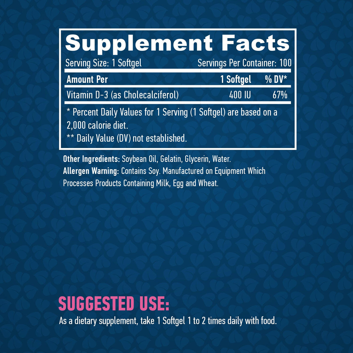 Витамин D-3 /400 IU / 100 Softgels