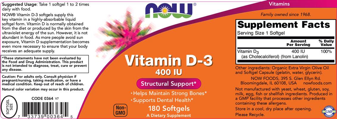 Витамин D -3 400 IU - 180 гел капсули