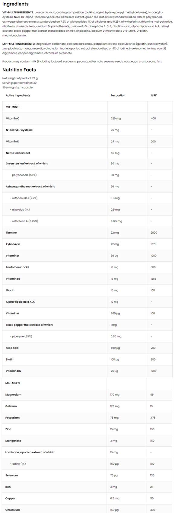 Vitandmin Sport / Vit-Multi и Min-Multi Формула 2 x 30 капсули