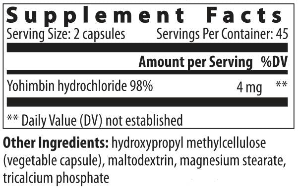 Yohimbe hcl 2 mg 90 капсули