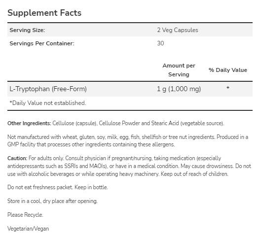 Триптофан 500 mg - 60 капсули