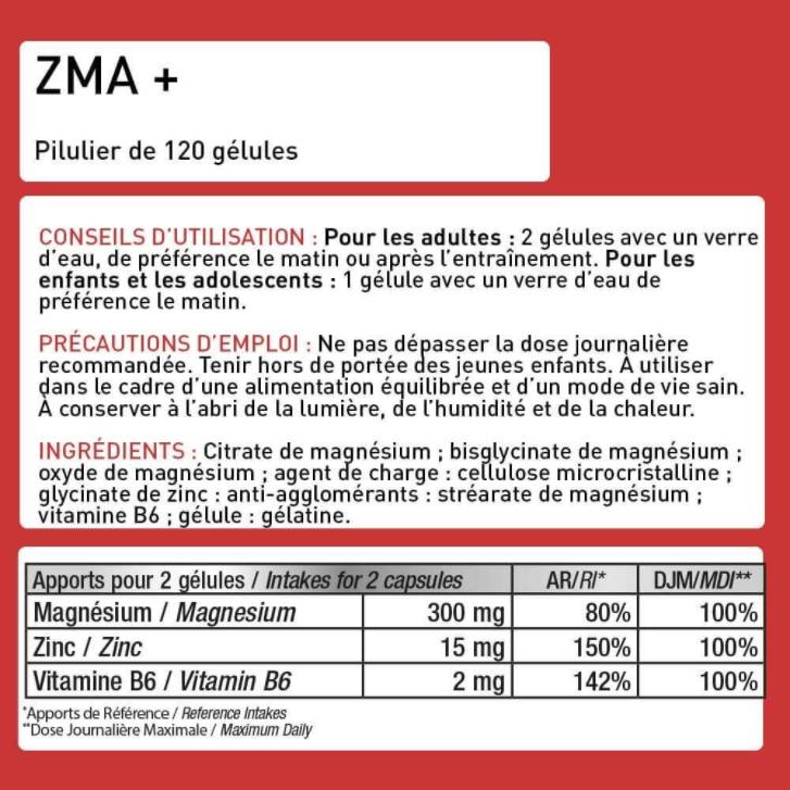Zma + | Цинк + магнезий + B6 - 120 капсули