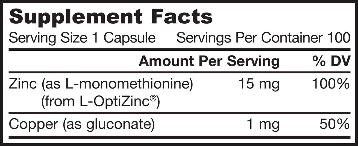 Цинк баланс / L -opti цинк 15 mg - 100 капсули