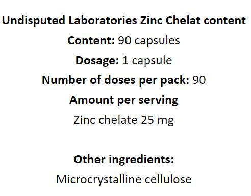 Цинков хелат 25 mg - 90 капсули