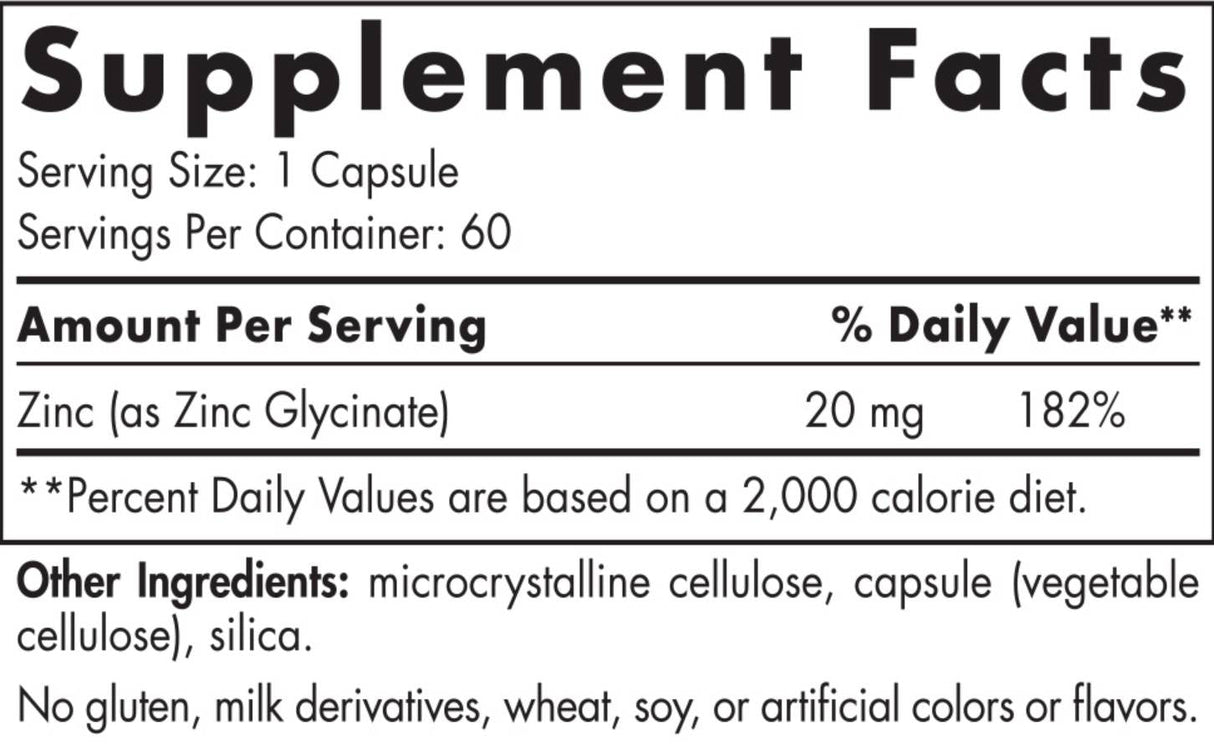 Цинков глицинат 20 mg 60 капсули
