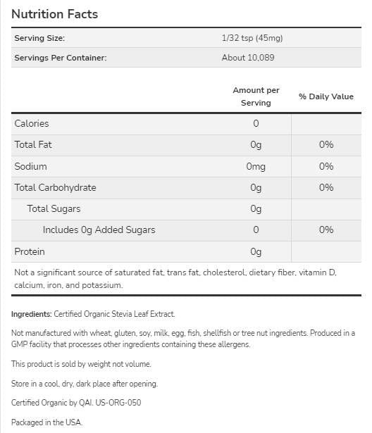 Better Stevia® Extract Powder | Органични - 28 грама