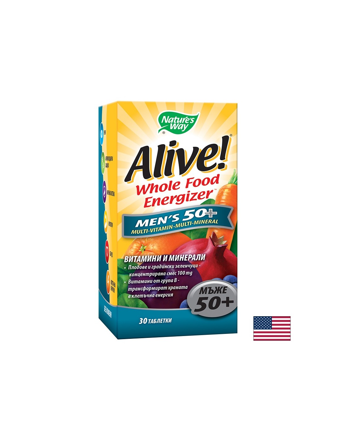<tc>Alive</tc> Men's 50+ Мултивитамини за мъже 50+, 30 таблетки Nature's Way