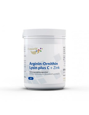 Arginine-Ornithine-Lysin + C + Zink / Arginine-Ornithine-Lysine + Vitamin C + Zinc, 60 capsules - Nutra Best Europe