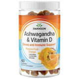 Ashwagandha Gummies с витамин D | Пасирани плодове оранжеви 60 дъвчащи таблетки