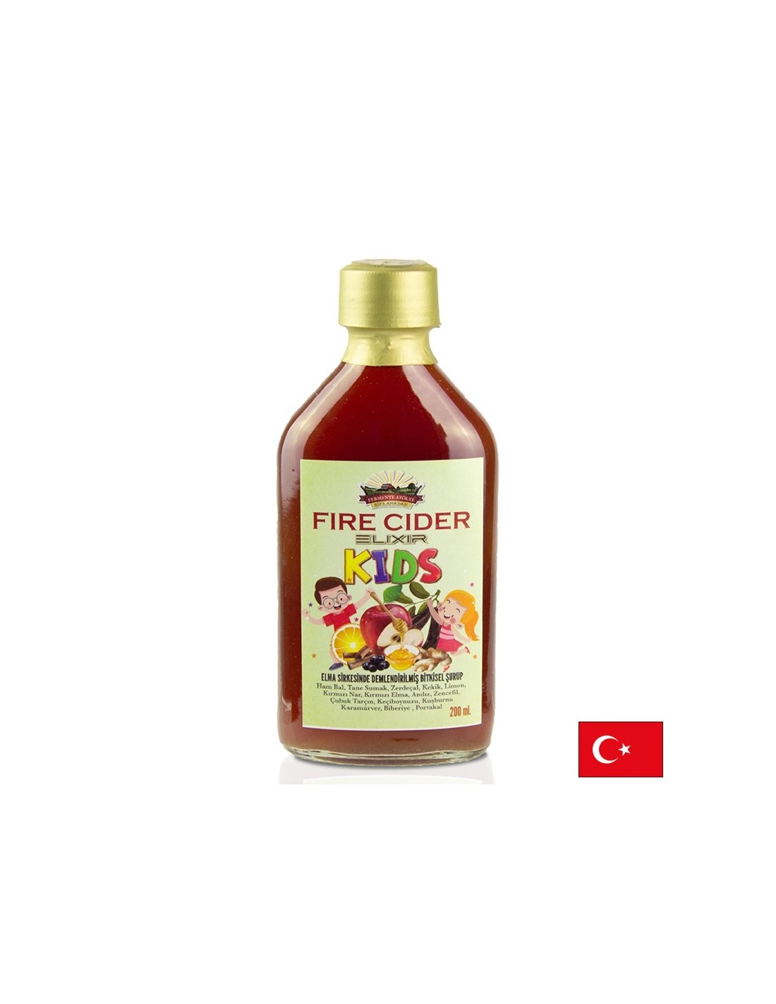 Имунно усилващ еликсир за деца-ябълков оцет с мед и билки, 200 ml