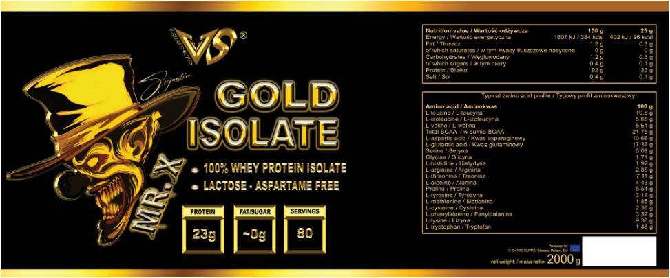 Г -н X Gold Isolate | Суроватъчен протеинов изолат - 2000 грама